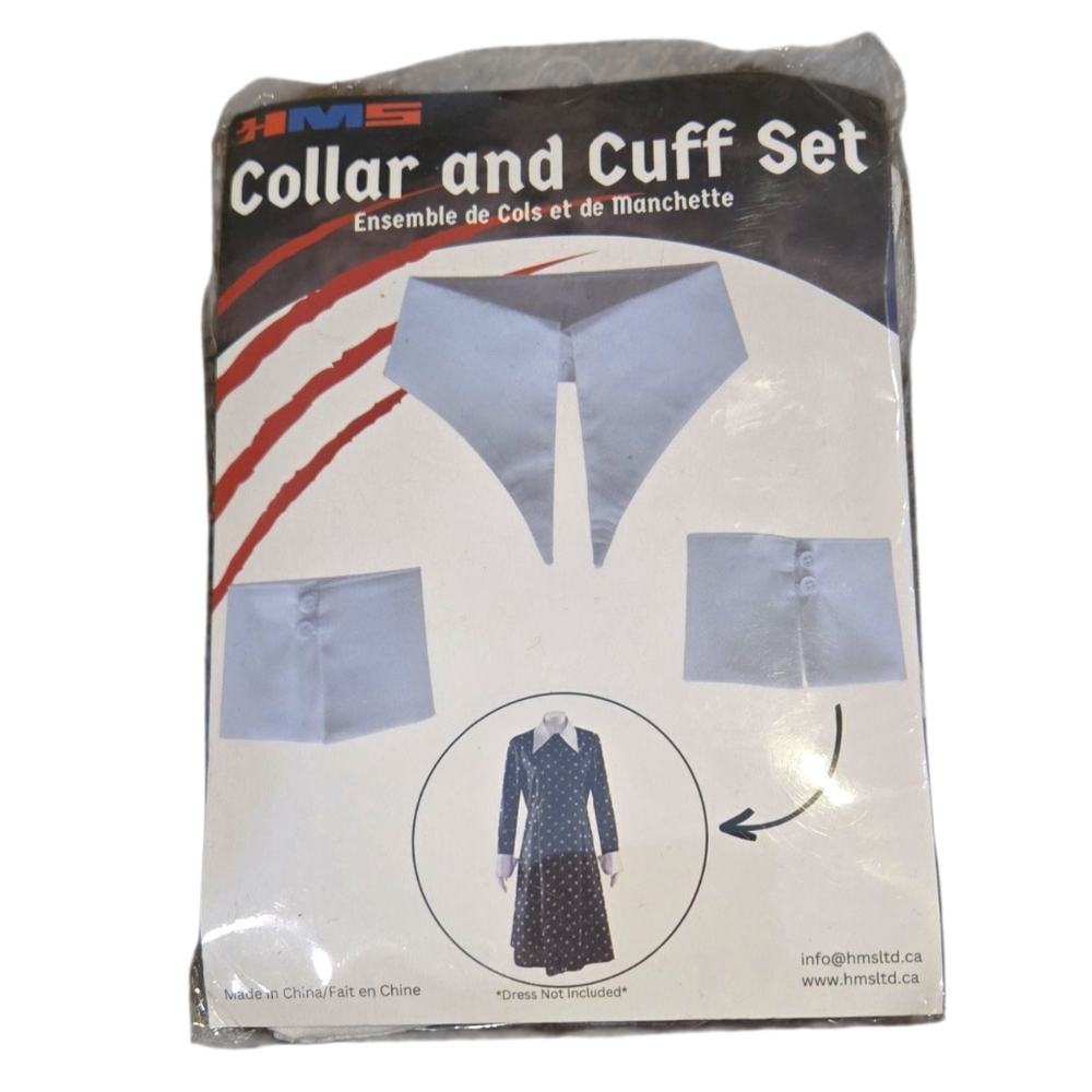 White Collar and Cuff 3 Pc Set Wednesday Costume Halloween Adult One Size NEW